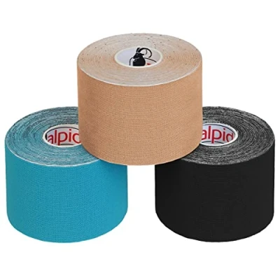 Immagine di ALPIDEX Nastro Kinesiologico Tanti Colori 1/3/ 6/12 Rotoli 5 m x 5,0 cm E Book Esempi Applicazione Tape Muscolare Cerotto, Colore:misto, Quantità:3 rotolo