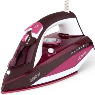Immagine di Bomann DB 6005 CB Ferro da stiro a vapore con 7, suola in ceramica, regolazione continua della temperatura, funzione autopulente attivabile, bianco/rosso