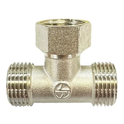 Immagine di connettore per tubi a 3 vie, tee forma di T filettatura in ottone, accessori raccordi rame, riscaldatore del tubo dell&#039;acqua solare (B)