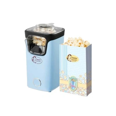 Immagine di Bestron Macchina Popcorn, Turbo popcorn in meno di 2 minuti, Machine con tecnologia ad aria calda, include 10 sacchetti per &amp; misurino integrato, Collezione Sweet Dreams, Colore: Blu