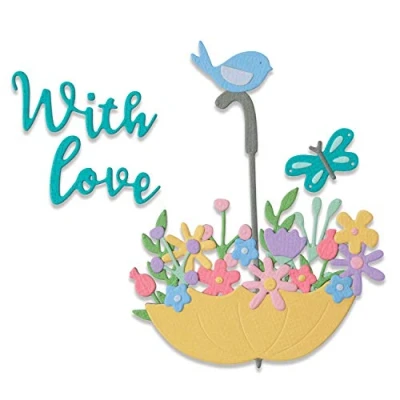 Immagine di Sizzix 665180 Set di fustelle Thinlits, 11 pezzi, motivo fiori in ombrello