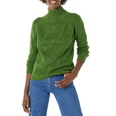 Immagine di Amazon Essentials Maglione a Coste con Scollo Imbuto Morbido al Tatto Donna, Verde, XL