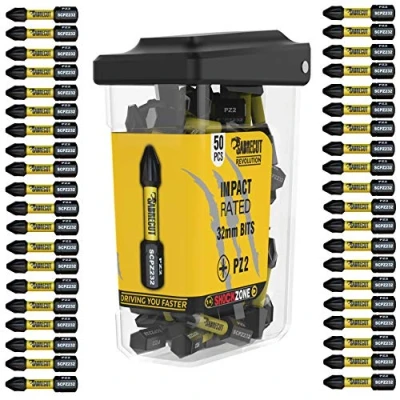 Immagine di Set di 50 punte per cacciavite a impatto magnetico SabreCut SCRPZ23250B da 32 mm PZ2 punta singola Pozi Pozidriv Heavy Duty compatibile con Dewalt Milwaukee Bosch Makita e altri