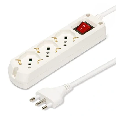 Immagine di ‎VELAMP MULTIT I S30 Multipresa 3 Prese Polivalenti (Schuko + 10/16A) Spina Grande 16A Interruttore Luminoso Colore Bianco