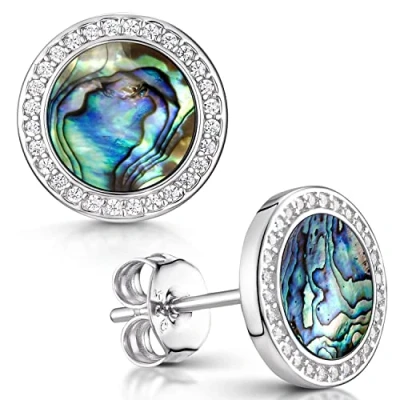 Immagine di MATERIA by Matthias Wagner Orecchini da donna in argento 925, con pietre preziose, zirconi, Argento, Abalone