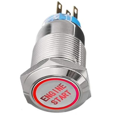 Immagine di Mintice Acciaio Inossidabile 12V 5A Rosso Luce Auto Momentaneo Bilanciere Pulsante Interruttore a Levetta in Metallo 19mm Engine Start
