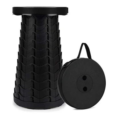 Immagine di FIEMACH Sgabello Pieghevole Portatile, Campeggio Regolabile di Seconda Generazione da per Pesca/Campeggio/Escursione/Trekking/Interna, Carico Massimo 397 lb (Nero)