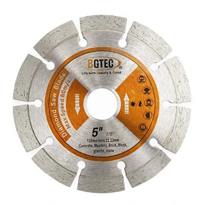 Immagine di Lame Diamantate Segmentate per Sega Elettrica, BGTEC 1 Pezzo 125 mm Disco da Taglio uso Generico a Secco o Umido Muratura di Mattoni Pietra e Cemento