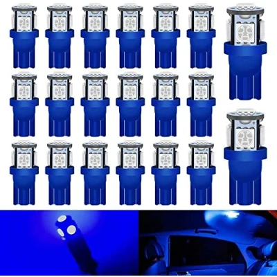 Immagine di Defvnsy T10 W5W 194 168 501 Lampadina LED, 12V Luce Interna Blu Auto per Luci di Cupola, Targa, Cruscotto, Porta, Mappa, Tronco, Lettura, 5050 5SMD Sostituzione Lampadine (20 pcs)