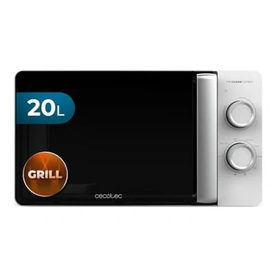 Immagine di Cecotec Forno a Microonde 20L Proclean 3110 Flatbed. 700W e Grill 800W, Design Compatto, Interno Ceramico, Modalità Scongelamento, Timer 30 Min, Tecnologia 3Dwave