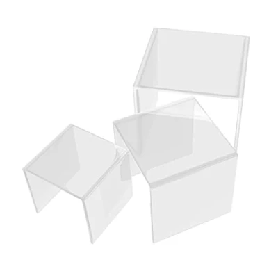 Immagine di Danieli Set di Alzatine in Acrilico Cubi Espositori Trasparente per Catering e Buffet Negozi, Oggettistica Vetrine (Set 3 Cubi: h20, h25, h30)