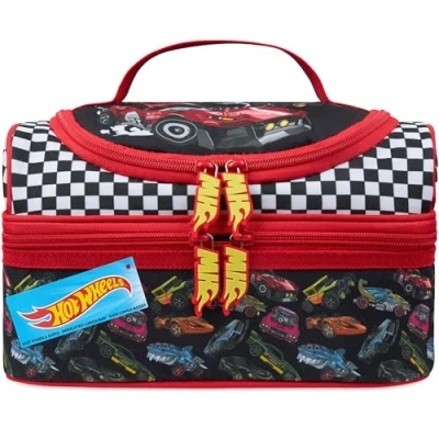 Immagine di Get Trend Hot Wheels Borsa Porta Pranzo Bambini con Scomparti a Due Piani Spuntini Frigo per Picnic Scuola Regali (Multi Wheels)