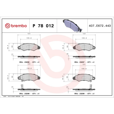 Immagine di BREMBO P 78 012 Kit pastiglie freno con segnalatore acustico usura senza accessori SUBARU: JUSTY 2, 3, SUZUKI: SWIFT 2