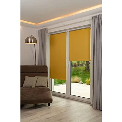 Immagine di K home Klemmfix Mini tenda a rullo, colore giallo, oscurante, 105 x 150 cm (larghezza lunghezza)