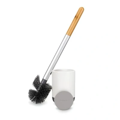 Immagine di Full Circle Scopino per WC con testa sostituibile, in ceramica, colore bianco/giardino opulento