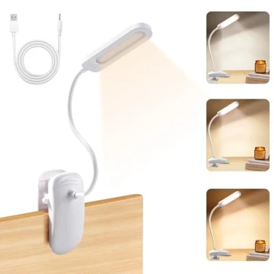 Immagine di Diboniur Lampada da Lettura con Pinza, Scrivania Ricaricabile per Bambini Flessibile a 360, 3 Colori e Dimmerabile Regolabile Studio Lavoro
