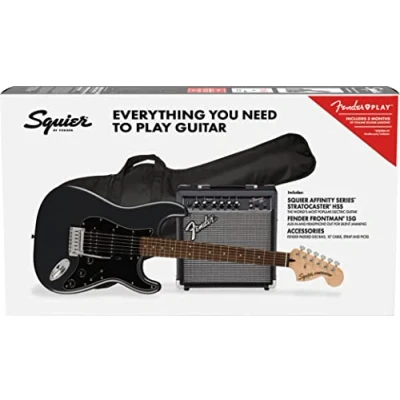 Immagine di Squier Affinity Series HSS Pack LRL Charcoal Frost Metallic chitarra elettrica per principianti