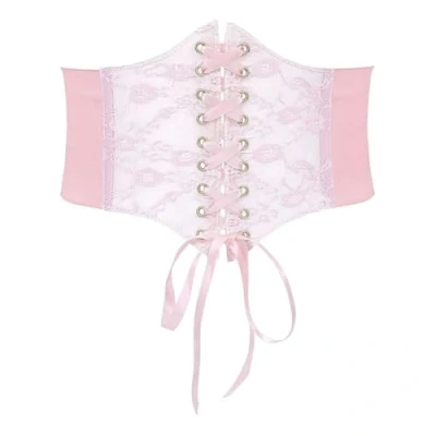 Immagine di TTPSRY Cintura Donna Elastica in Pizzo e Seta Cinture Corsetto Ideale per le Cene l&#039;abbigliamento Quotidiano(Rosa)