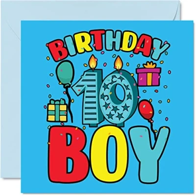 Immagine di biglietto di auguri per 10 compleanno ragazzo ragazzo, 145 mm x mm, figlio, fratello, nipote, cugino, dio decimo