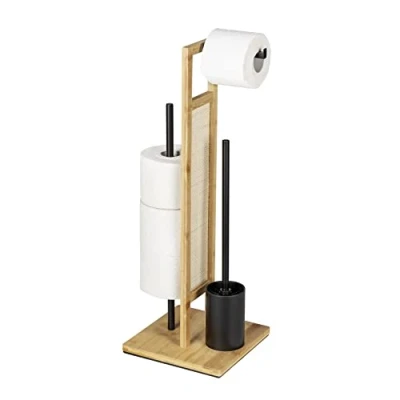 Immagine di Maximex Wenko 25610100 Stand Rivalta Allegre, Scopino WC Autoportante, Nero Opaco/Naturale