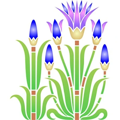Immagine di Lotus Border stencil riutilizzabili stilizzato egiziano di fiore loto antico Egitto da usare su carta progetti scrapbook Journal muri pavimenti tessuto mobili in vetro legno etc. L
