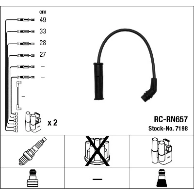Immagine di NGK 7198 Kit Cavi Accensione 4 RENAULT: CLIO 2