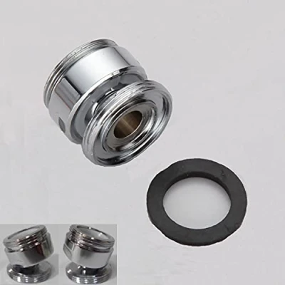 Immagine di HATOOLHA® 2 adattatori girevoli per rubinetto, filettatura in ottone a 360 gradi, connettore aeratore (filettatura maschio maschio, 24 mm 22 mm)