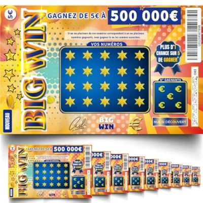 Immagine di NOZHAM X10 Falsi Tickets Gratta Falso Guadagno di 50.000 Scherzo Prank Dimensioni reali (15cm x 9.5cm) Biglietto Vincitore BIG Win