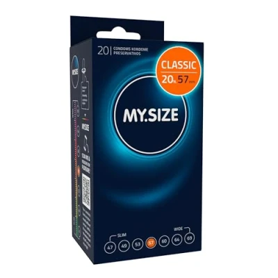Immagine di MY.SIZE preservativi classici misura 4 I 57 mm di larghezza 20 pezzi confezione premium extra sottili fedeli al tatto 0,07 spessore delle pareti
