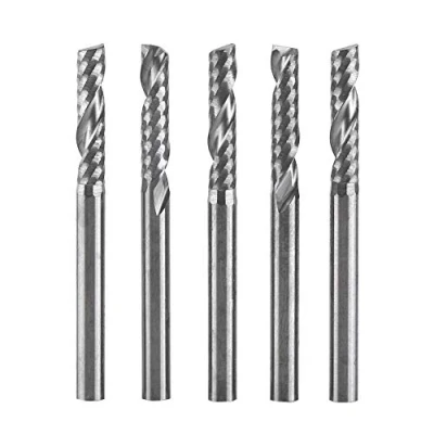 Immagine di 5 pezzi Fresa in carburo di tungsteno,3,175 mm (1/8 &quot;) a singolo flauto con, gambo CNC Set frese rotanti Bit