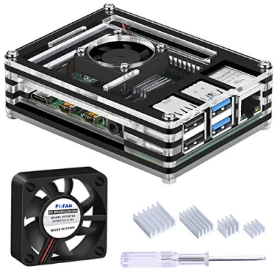 Immagine di GeeekPi Custodia per Raspberry Pi 4 modello B, 4B con ventola 40x40x10mm e dissipatori di calore B (solo 4)
