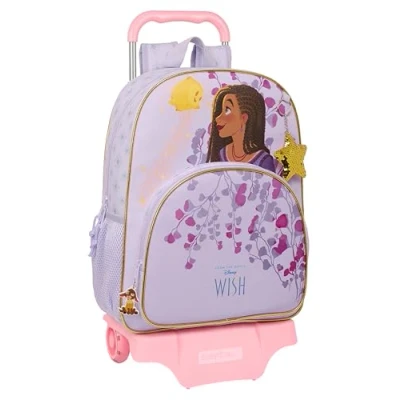 Immagine di Safta WISH zaino scuola grande con carrello, per bambini, adattabile a carrozzina, ideale bambini in età scolare, comodo e versatile, qualità resistenza, 33 x 15 42 cm, colore lilla,