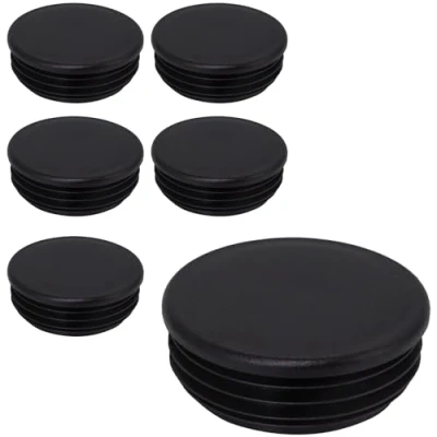 Immagine di SKIR&#039;CO Inserti per tubi rotondi da 76 mm, tappi pali di recinzione, in plastica nera, tubi, colore nero RAL 9005, 6 pezzi
