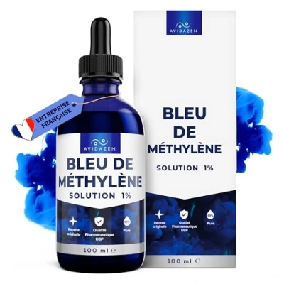 Immagine di Blu di Methylene 100 ml in flacone pipetta metilene liquido puro Soluzione acquosa 1% Qualità farmaceutica Premium USP Ricetta originale Prodotto, testato e certificato Germania