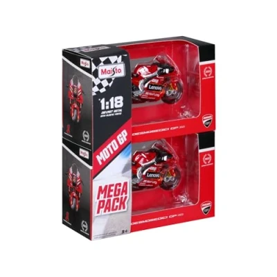 Immagine di Maisto Moto GP Racing Yamaha Factory #20Quartararo e Ducati Pramac #5Zarco Riproduzione del veicolo in scala 1/18 a partire dai 14 anni M36373 Taglia unica