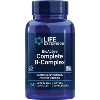 Immagine di Life Extension, BioActive Complete B Complex (Complesso Vitaminico Completo), 60 Capsule vegane, Testato in Laboratorio, Vegetariano, Senza Glutine, Soia, Non OGM