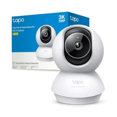 Immagine di Tapo C230 3K 5MP Telecamera Wi Fi Interno, Video Sorveglianza, Visione Notturna Avanzata, Rilevamento e Notifiche Intelligenti,Allarme acustico luminoso integrato, Compatibile con Google Alexa
