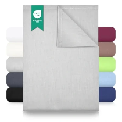 Immagine di GREEN MARK Textilien Lenzuola classiche Lenzuolo Coperta 100% cotone senza elastico in molte misure e colori Dimensioni: 150x250 cm, grigio argento