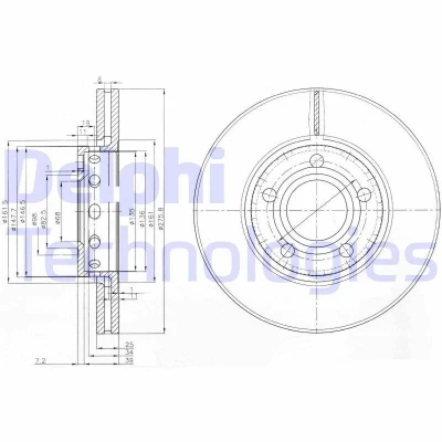 Immagine di DELPHI BG2518 Disco freno 276 25 5 ventilato Oleato non trattato senza cuscinetto ruota, anello sensore ABS