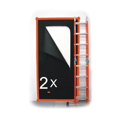 Immagine di porta con cerniera antipolvere, copertura per realizzata in tessuto di polipropilene spesso 220 cm x 110 cm. Protezione porte edifici. (2 Pezzi) Nero