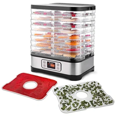 Immagine di Essiccatore frutta e verdura,Display LCD,Timer di 72 ore,8 pallet,Disidratatore per Alimenti,Essiccatore Alimentare,Temperatura regolabile(35 C 70 C), 400 W