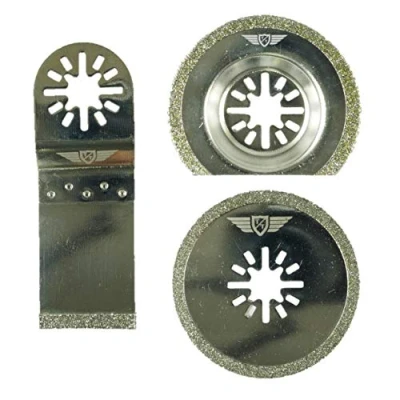 Immagine di 3 x TopsTools UNK3DA Lame diamantate compatibili con Bosch Fein (non StarLock) Makita Milwaukee Einhell Ergotools Hitachi Parkside Ryobi Worx Workzone Accessori multiutensile