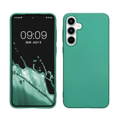Immagine di kwmobile Custodia Compatibile con Samsung Galaxy A35 Cover Back Case Morbida Protezione in Silicone TPU Effetto metallizzato verde