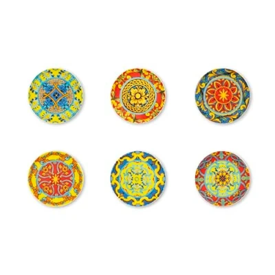Immagine di Excelsa Trinacria Set 6 Piatti Dessert/Aperitivo, Porcellana, 15 cm, Multidecoro