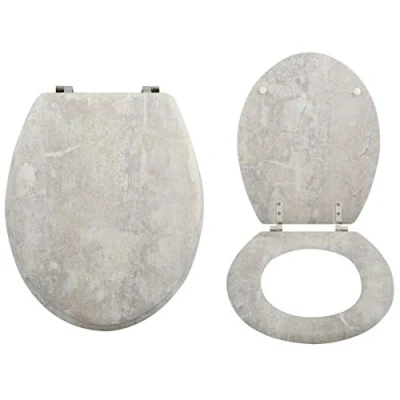 Immagine di MSV Sedile WC in MDF con anima legno &quot;Stonehenge&quot;, cerniere acciaio inox, di alta qualità e stabile