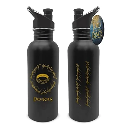 Immagine di Pyramid International the Lord of Rings Borraccia termica in metallo, con design ad anello, 540 ml, prodotto ufficiale, colore: nero