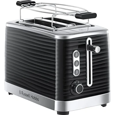 Immagine di Russell Hobbs Tostapane Nero 2 Fette Struttura lucida color Nero; Fessure per toast extra larghe; 6 livelli di doratura; Funzione Scongelamento e Riscaldamento; 1050W Inspire 24371 56
