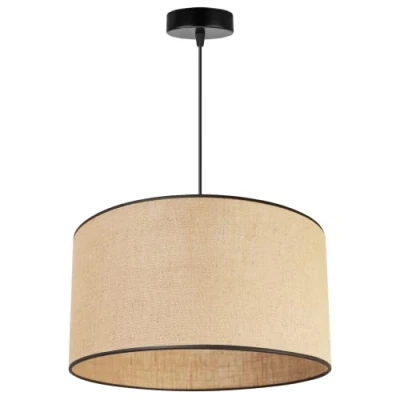 Immagine di Light Home Juta Lampadario a Sospensione Lampade in Metallo con Paralume Moderno E27 1 Luce 40 cm Nero Base e Nastro