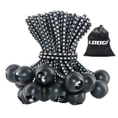 Immagine di LOOGI elastici con sfera 50 pezzi, tenditori per teloni da 10 cm, in gomma tende
