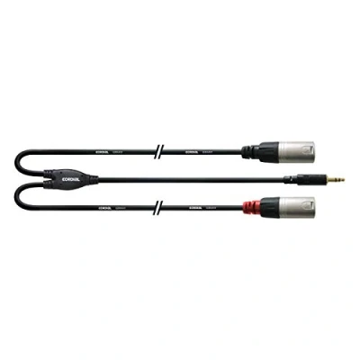 Immagine di Cordial CFY 1,5 WMM LONG Cavo adattatore Y con jack stereo dorato da 3,5 mm e 2 connettori XLR maschio, lunghezza m